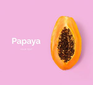 Creative layout made of papaya. Flat lay. Food concept.