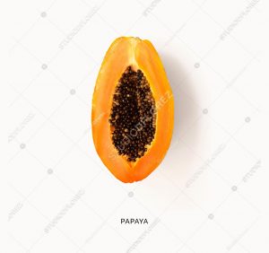Creative layout made of papaya fruit.  Flat lay. Food concept.