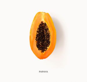 Creative layout made of papaya fruit.  Flat lay. Food concept.