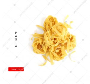 Creative layout made of pasta on white background. Flat lay. Food concept.
