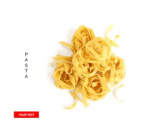 Creative layout made of pasta on white background. Flat lay. Food concept.