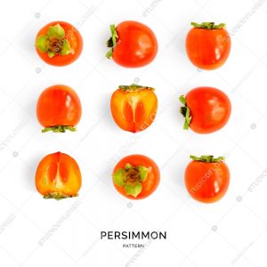 Seamless pattern with persimmon. Tropical abstract background. Persimmon on the white background.