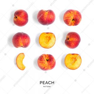 Seamless pattern with peach. Tropical abstract background. Peach on the white background.