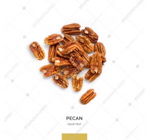 Seamless pattern with pecan. Abstract background. Pecan on the white background.