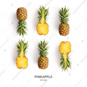 Seamless pattern with pineapple. Tropical abstract background. Pineapple on the white background.