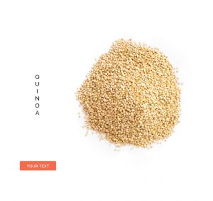 Creative layout made of quinoa on white background.Flat lay. Food concept.