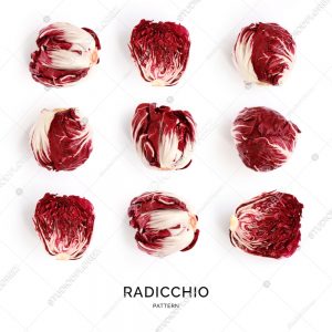 Creative layout made of radicchio on the white background. Flat lay. Food concept. Macro  concept.