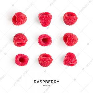 Seamless pattern with raspberry. Tropical abstract background. Raspberry on the white background.