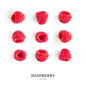 Seamless pattern with raspberry. Tropical abstract background. Raspberry on the white background.