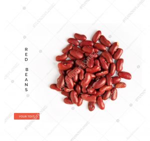 Creative layout made of red beans on white background.Flat lay. Food concept.
