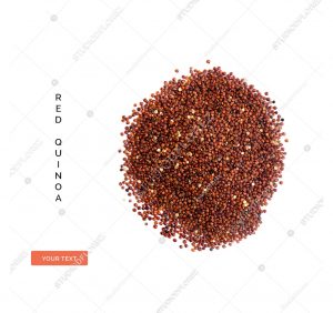 Creative layout made of quinoa on white background.Flat lay. Food concept.