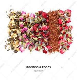 Creative layout made of tea herbs isolated on white background. Flat lay. Food concept.