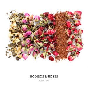 Creative layout made of tea herbs isolated on white background. Flat lay. Food concept.