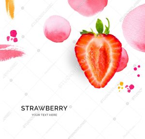 Creative layout made of strawberry on the watercolor background. Flat lay. Food concept.