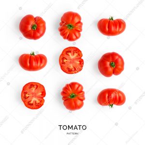 Seamless pattern with tomatoes. Abstract background. Tomato on the white background.