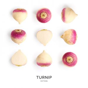 Seamless pattern with turnip. Abstract background. Turnip on the white background.
