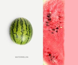 Creative layout made of watermelon. Flat lay. Food concept. Macro concept.