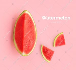 Creative layout made of watermelon. Flat lay. Food concept. Watermelon on pink background.